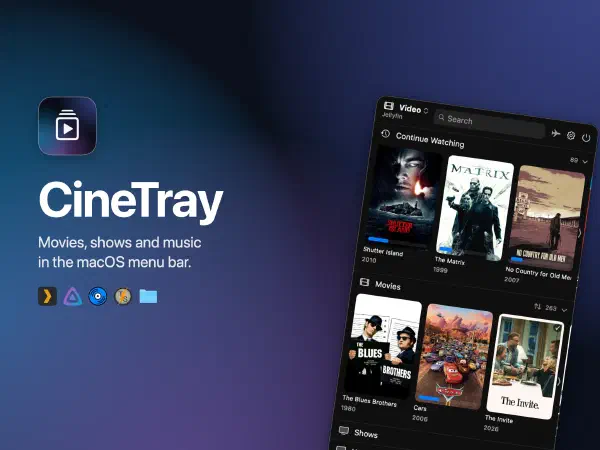 CineTray: a macOS menu bar app for your media servers