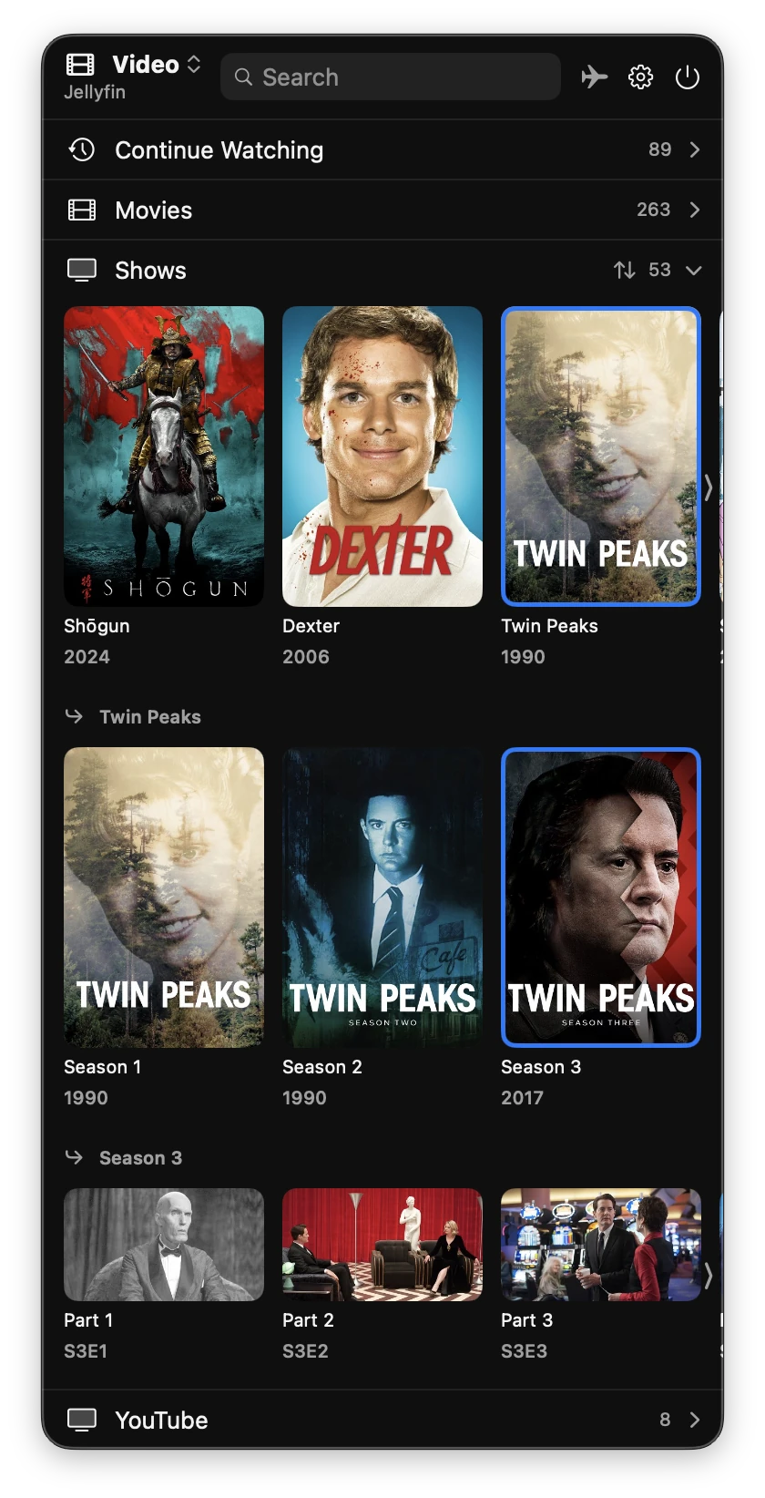 Browsing from a show to its seasons and episodes