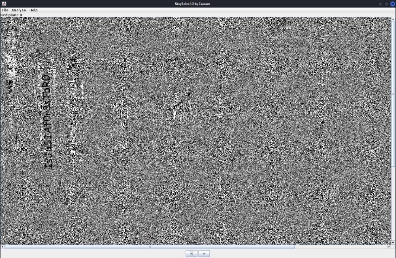 Stegsolve showing forest.jpg in the Red plane 0 view, revealing the string IsJuS1Af0r3sTbR0